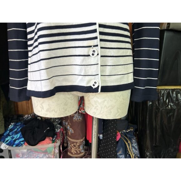 Altra-Made in Italy Wool Blend Knit Button Down Cardigan Black & White Sz 44 XL - Picture 2 of 7